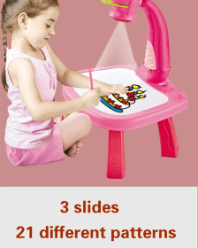 طاولة صياغة مع جهاز عرض 24 صورة مختلفة - لوحة رسم - وردي