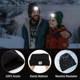 قبعة LED قابلة لإعادة الشحن للرجال والنساء – رمادي