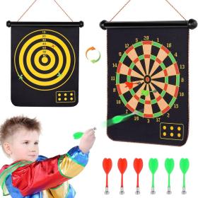 لعبة رمي السهام المغناطيسية بـ6 سهام ولوح مزدوج الوجه