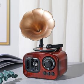 علبة موسيقية خشبية بتصميم فونوغراف كلاسيكي للمنزل والطاولة