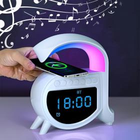 منبه ذكي وسبيكر بلوتوث RGB مع شاحن لاسلكي – إصدار Big G V5