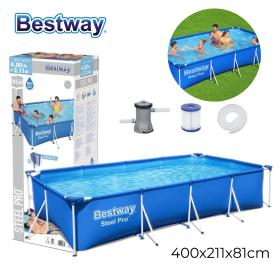 مسبح Bestway مستطيل Steel Pro™ 400×211×81 سم مع مضخة تصفية