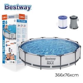 مسبح دائري Steel Pro Max™ مع فلتر ومضخة 366×76 سم من Bestway.