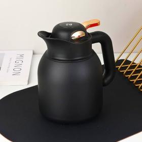 إبريق عازل للحرارة مع صينية شاي مقسمة وغطاء لعرض درجة الحرارة من الفولاذ المقاوم للصدأ 304، سعة 1100 مل